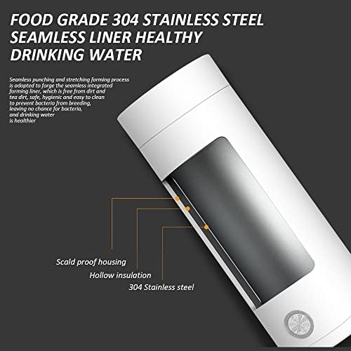 NAVESO Mini Electric Kettle, 400ml Portable Kettle, Hot Water Boiler Bottle Safe Electric Heated Travel Kettle, Small Portable Electric Water Cup, 3 Minutes Fast Boiling with Detachable Power Cord