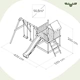 FATMOOSE Spielturm Klettergerüst JazzyJungle Jam XXL mit Schaukel & Rutsche, Outdoor Kinder Kletterturm mit Sandkasten Leiter & Spiel-Zubehör für den Garten (Anthrazit) - 5