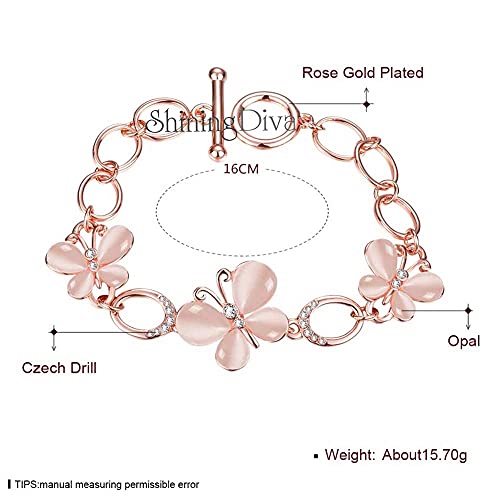 Image of Shining Diva Fashion 18k Rose Gold Plated Stylish Austrian Crystal Bracelet for Women and Girls (rrsd10722b), free