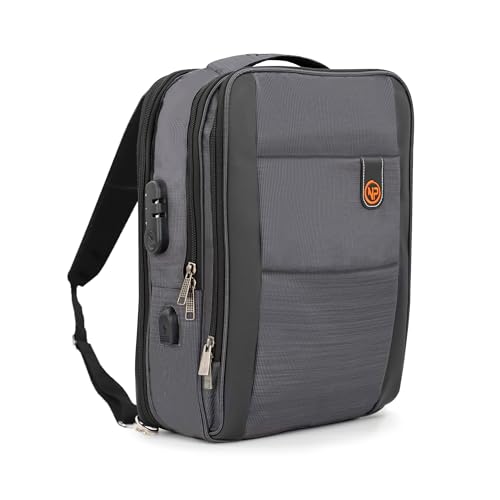 NPO, Travela zaino da viaggio espandibile zaino da viaggio per aerei, zaino convertibile, valigetta da viaggio, zaino impermeabile da 15,6 pollici, unisex, grigio., L