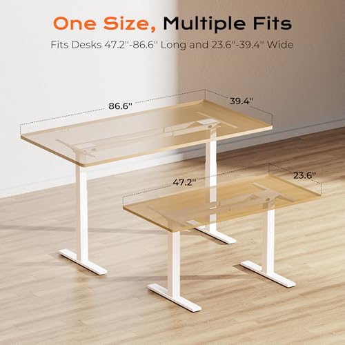 Image of Huuger Dual Motor Electric Standing Desk Frame, Sit Stand up Desk Leg for 47.2 inch to 86.6 inch Desktop, Computer Desk Leg with Cable Tray, 3 Memory Height Presets, 2 Hooks, White Frame Only