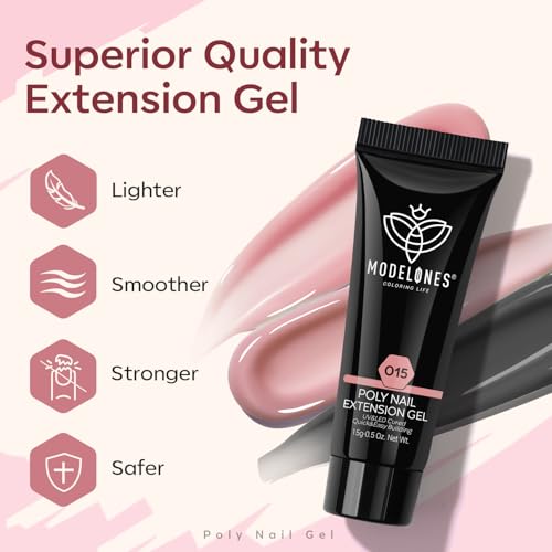 Modelones SUS-MOMNZ-00931 Poly Gel Nail Kit 6 Colors With 8 W Nail Lamp Nail Extension Gel Kit Nude Clear Pink Black Glitter Complete Starter Kit For Beginner Nail Thickening Solutions Diy At Home thumb #6