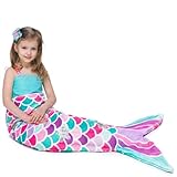 WERNNSAI Mermaid Tail Blanket – Soft Plush Wearable Mermaid Blanket for Girls Teens Cozy Flannel Snuggle Sleeping Bag Birthday Gift for Girls 55' x 24' (Pink)