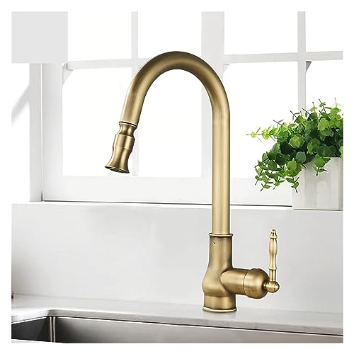 Robinet d'évier mitigeur de cuisine en laiton avec bec pivotant extractible