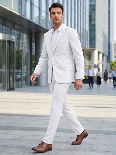 Image of Mens 2 Piece Suit Slim 2 Button Prom Suit Jacket Pants Tuxedo Set
