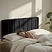 Hearth & Harbor Upholstered Full Headboard - Easy Assemble Channel Stitched Headboard Full Size - Wall Mounted Headboards with 3D Soundproof Wall Panels Peel & Stick Floating Headboards, Black