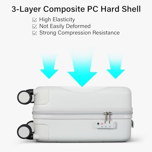 Hanke 16 Inch Underseat Carry On Luggage Suitcase with Spinner Wheels Hard Shell Suitcases Mini Small Carry On Bag for Airline Approved TSA Luggage Lightweight Travel Suit Case Women Men(Smoke White) - 5