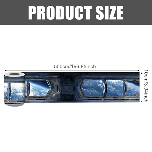 Image of Nuxovilar Space Capsule Window Peel Stick Border PVC 3.94x16.4'