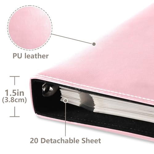 Álbum de recortes rosa sólido grande, 40 páginas, cubierta de cuero, diseño DIY con páginas autoadhesivas para fotos y proyectos de arte y manualidades miniatura 3