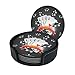 Poker Turnier Runde Leder-Untersetzer-Set (6 St&uuml;ck) &ndash; Premium einseitig bedruckte Untersetzer aus PU-Leder, perfekt f&uuml;r Zuhause und B&uuml;ro