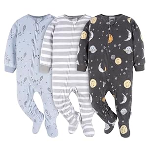 Gerber baby-boys Flame Resistant Fleece Footed Pajamas 3-pack