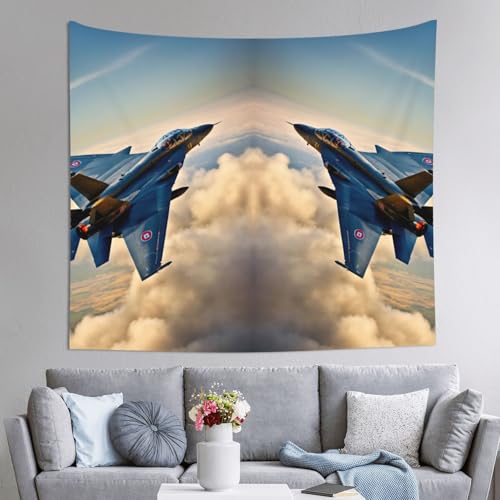 EdWal Flugzeug-Jets-Druck, 152 x 130 cm, großer Wandteppich, Raumdekoration, Wandbehang für Schlafzimmer, Wohnheim, Wohnzimmer, Sofa-Decke