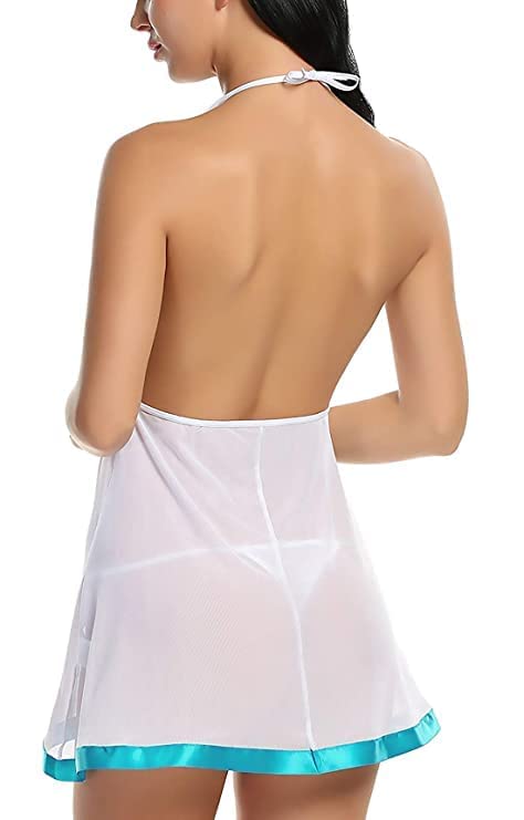 Image of Babydoll Nightwear Lingerie with Panty Short Transparent Nighty for Women Bra Panty Set for Women Baby Doll Night Dress Babydoll Lingerie for Honeymoon