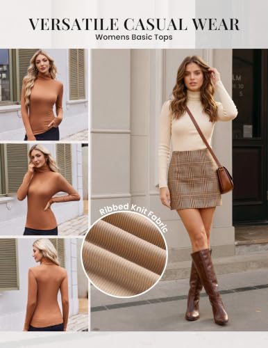 Womens Turtleneck Tops Winter Ribbed Long Sleeve Shirts - image 6
