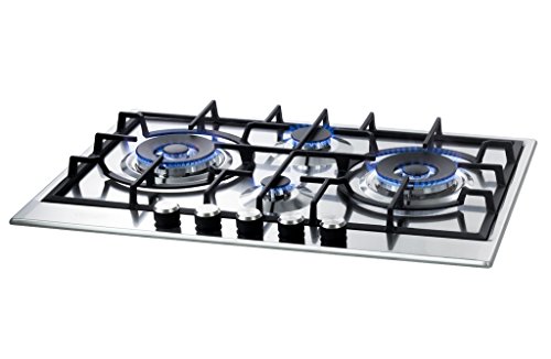 Piano de cuisson De'Longhi NSL475X 4 feux de gaz Acier inoxydable Grilles en fonte - vue 5