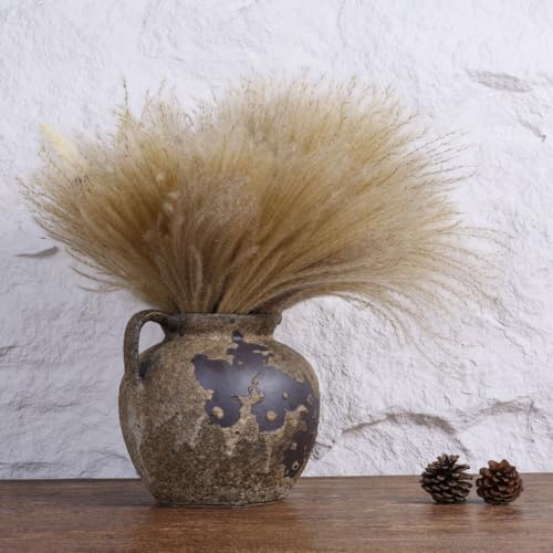 Wabi Sabi Zardzewiały wazon w stylu vintage, 20 cm, dekoracja Wabi Sabi, rustykalny wazon z ceramiki wiejskiej, teksturowany wazon na kwiaty do dekoracji domu, stołu, salonu, sypialni, łazienki