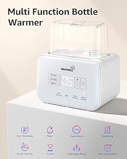 Baby Bottle Warmer, Grownsy 8-in-1 Fast Milk Warmer with Timer Breastmilk or Formula, Fits 2 Bottles, Accurate Temperature Control, with Defrost, Sterili-zing, Keep, Heat Baby Food Jars Function