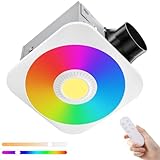 Bathroom Exhaust Fan with Light, 36W Quiet Vent Fan - 160 CFM & 1.0 Sone, 1500lm LED Light (3000K/4000K/5000K) - 5 Brightness Adjustable, 7 RGB Modes & Nightlight, Remote Control, Easy to Install