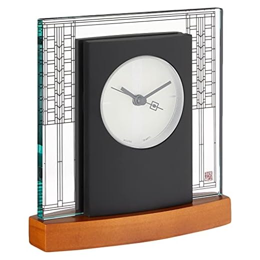 Bulova Glasner House Desk Clock B 7750 | 6 . 25 " Cherry Wood Base with Frank Lloyd Wright Art item