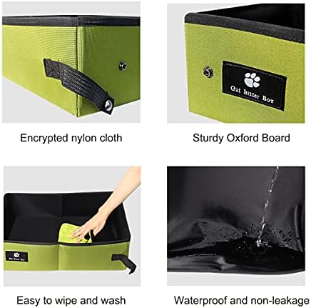 Portable Cat Litter Tray for Travel - Soft, Waterproof, Foldable and Lightweight Cat Litter Tray with 1 Folding Bowl and 1 Scoop (Black, 40 x 30 cm)