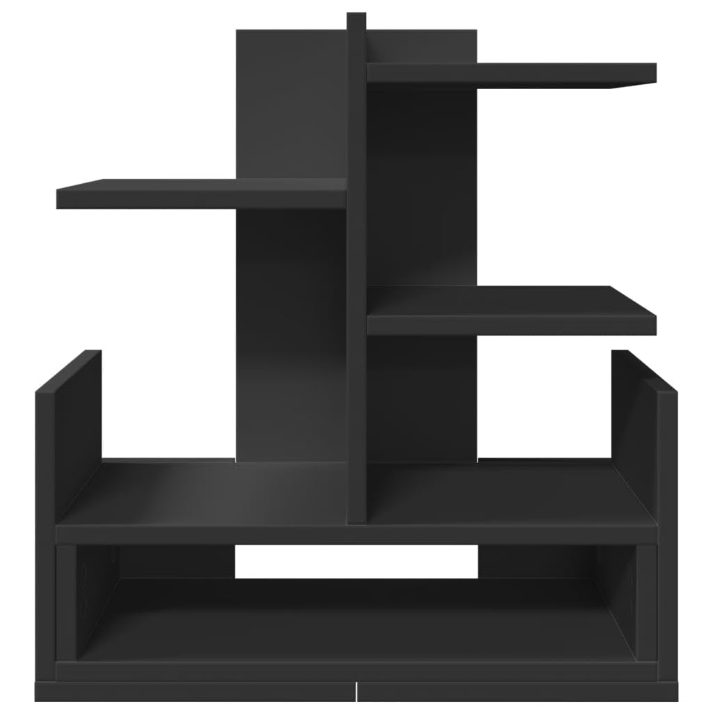 Organizer da scrivania, nero, 49 x 20 x 52,5 cm, in legno, per ufficio, organizzazione, portadocumenti, sistema di scomparti salvaspazio per un ordine e una conservazione efficienti