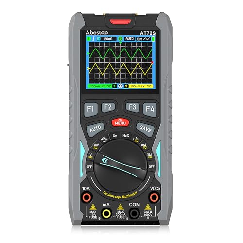 AT72S Handheld Oscilloscope Multimeter, 3-in-1 2-Channel 70MHz Digital Oscilloscope with True RMS Meter and Signal Generator, 200Msps Portable Tool for Electronics Troubleshooting