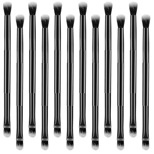12 Pcs Eyeliner Smudge Brush 2 in 1 Double Ended Eyeshadow Brushes Concealer Eye Liner Smudger Tool