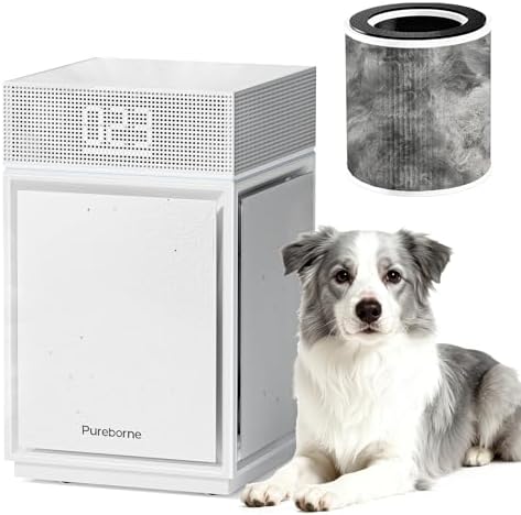 Air Purifiers for Home Large Room Bedroom up to 3600 Sq Ft PM 2.5 Display Air Quality Sensor True HEPA Air Filter for Fur Odor Smoke with Three-Sided Air Inlet, White,1 Pack+ 3-Layer Filter