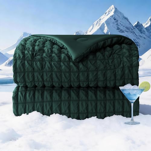 bedsmile Seersucker Cooling Comforter King Size, Q-Max 0.45 Reversible Cooling