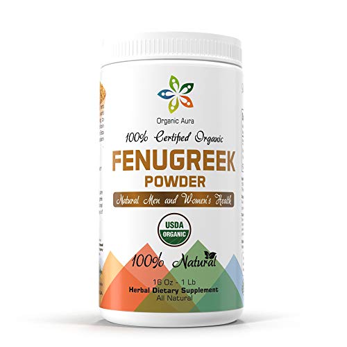 Certified Organic Fenugreek Powder 16Oz - 1Lb. Natural Men and Women Health Support. Raw Superfood. 100% Natural Herbal Supplement. No GMO. Gluten Free.