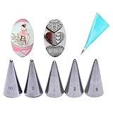 GOOTRADES 7 Pcs-Set Cake Decorating Tips (5 Writing Tube,1 Coupler,1 Silicone Pastry Bag)