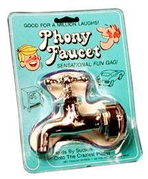 Fun Incorporated Phoney Faucet, Silver-Tone, Suction Cup Mount
