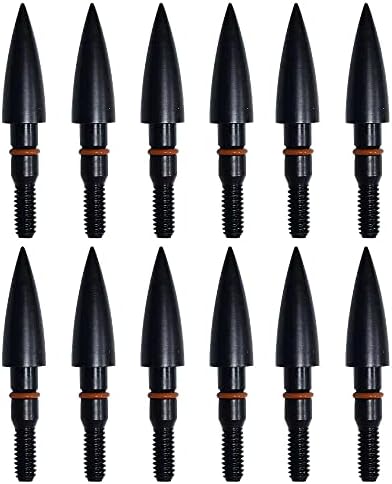 Field Points arrowheads 100 Grains Archery Field Points,9/32'' Steel Screw in Archery Field Tips and Broadheads (1 Dozen 12 PCS), 2.9*2.3*0.6