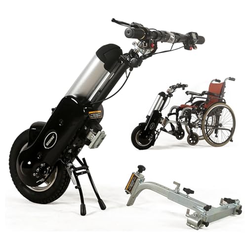電動ハンドサイクル車椅子アタッチメント 12 インチ車椅子牽引装置 - フロントライト + 3 スピード + LCD ディスプレイ、12 インチ電動ハンドサイクル車椅子 (ブラック)
