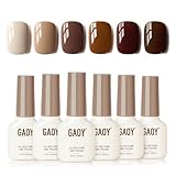 GAOY Nude Brown Gel Nail Polish Set, 6 Colors Beige Chocolate Caramel, UV Cure Gel for DIY Manicure at Home