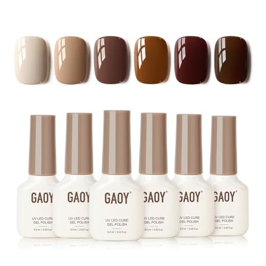 GAOY Nude Brown Gel Nail Polish Set, 6 Colors Beige Chocolate Caramel, UV Cure Gel for DIY Manicure at Home