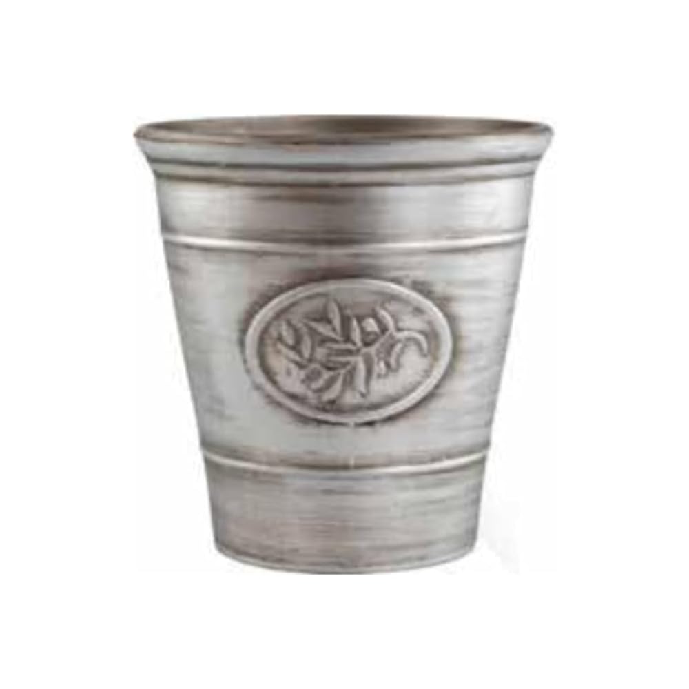 Shopior Silver Metallic Effect Olive Plastic Planter For Gardening – Outdoor & Indoor Flowers Pot With Glossy Finish Weatherproof Garden Windowsills Home Plant Pot With Drainage Holes – (, 23Cm - Pack 1)