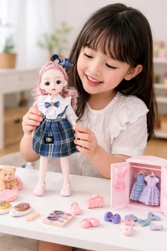 Image of DSR 30 CM Princess Fashion Doll for Girls | Sound Playing Doll with Movable Arms & Legs | Beautiful Princess Dress | Lightweight Plastic Body Toy for Kids | Design as Shown (Black)