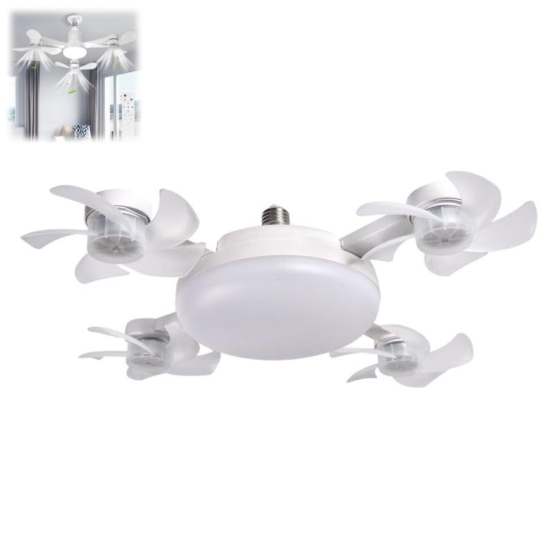 Cankypu 2026 New Ceiling Fan Light, 4 Heads Drone Ceiling Fans LED 50W 3 Speeds, Dimmable 3-Color 3-Speed Ceiling Fan, Ultra-Quiet, for Bedroom, Living Room, Closet, Garage，4-Head Design
