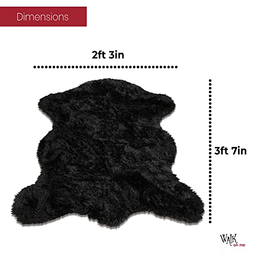 Silky Soft Faux Fur Rug, 2 Ft. X 4 Ft. Black Fluffy Rug, Made In France, Sheepskin Area Rug, Shaggy Rug For Living Room, Bedroom, Kid's Room, Or Nursery, Home Décor Accent With Non-Slip Backing #TOP1