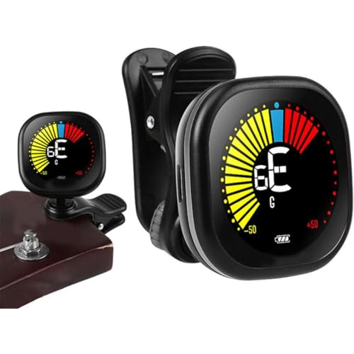 Tiardey Guitar Tuner Clip-on and Rechargeable Digital Tuner with LED Color Display for Guitar Bass, Violin, Ukulele - Black - Image 3