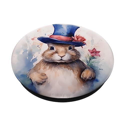 Rabbit With A Magician Hat. Rabbit With Magician's Hat PopSockets Swappable PopGrip, Black - Image 2