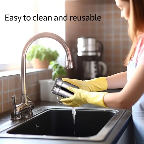 2 STK Puderzuckerstreuer, Kakaostreuer für Cappuccino, Edelstahl Puderzucker Pulver Streuer, Gewürzstreuer, Staubzuckerstreuer mit Deckel & feinem Sieb, Mehlstreuer Kaffee Mehlsieb für Kochen Backen