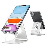 Toiyason Cell Phone Stand Desk Phone Holder, Cradle, Dock, Compatible with All 4-8inch Phones, Office Kitchen Traveling Accessories T1 Silver