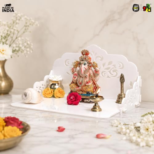 Image of Gift Kya De Acrylic Pooja Mandir for Home Wall | Small Temple for Office & Room | Indian Acrylic Temple for Table or Shelf | Compact DIY Mandir | 12x9x6 Inch | Classic Design