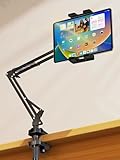 Kolasels Foldable Cell Phone Tablet Arm Mount for Desk & Bedside, Adjustable Long Arm Tablet Stand for All 4-12.9 inch Smartphones & Tablets Clamp Clip for Apple iPhone/ipad Mini/ipad Air/Galaxy