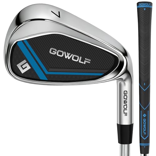 Gowolf 7 Iron Golf Club for Men Right Hand - Golf Iron Premium 95g Steel Shaft with Deep Grooves for Extreme Forgiveness, Accuracy & Max Distance, Quality Rubber Grip, Great Gifts for Golfer