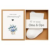 Cezlstesy Schwangerschaft Verkünden | Ihr Werdet Oma und Opa | Du wirst Papa | Baby Verkündung | Babysöckchen | Überraschung Geschenkset - Liebevolle Ankündigung für Familie(Oma & Opa)