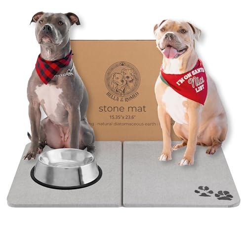 PET Stone Feeding Mat, Natural Diatomaceous Earth, Non-Slip Super...