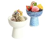 REWXXD Ceramic Ice Cream Bowls Set, Handmade Porcelain Dessert Bowls, Decorative Japanese Bowls for Dessert, 7 Oz Small Bowl Set of 2